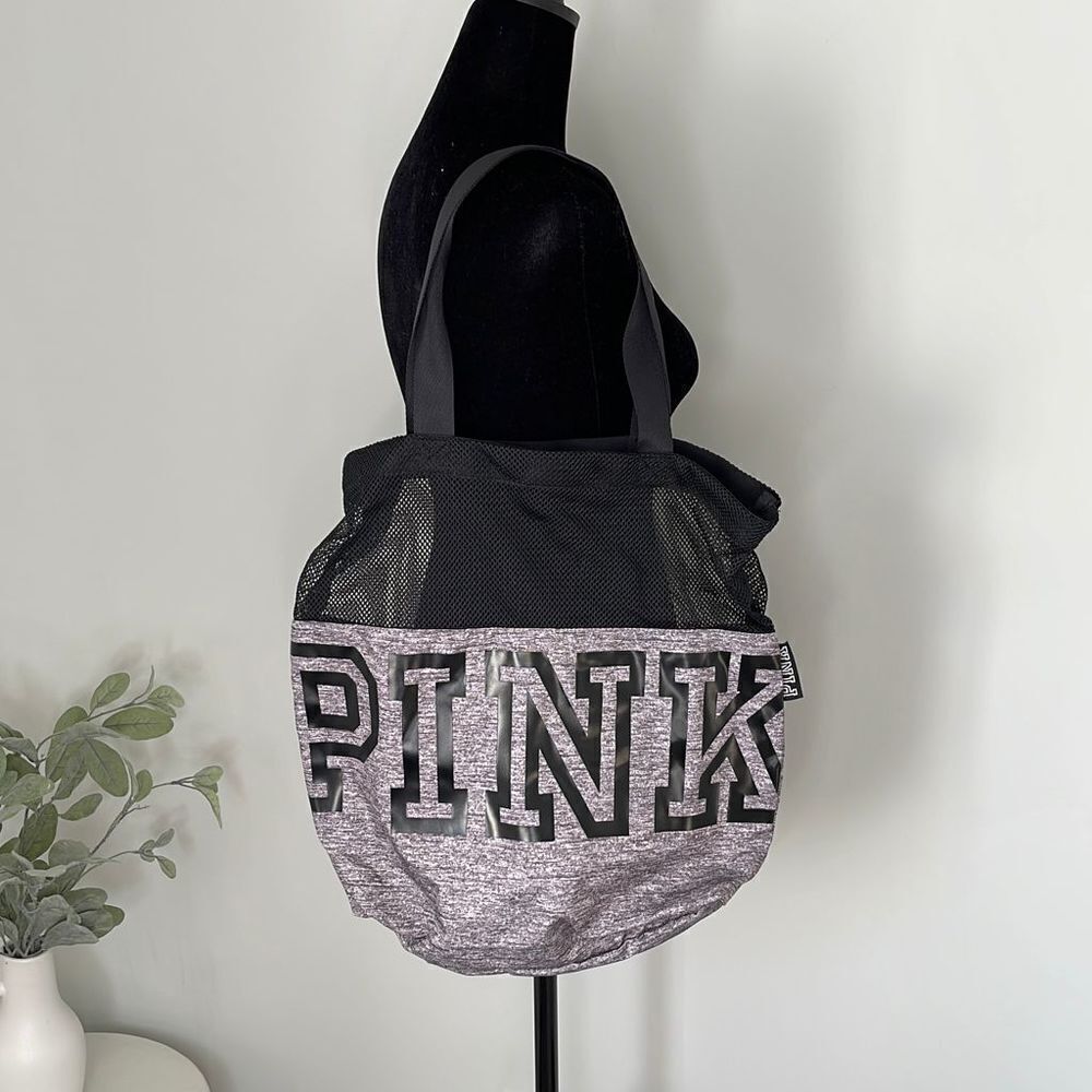 PINK Victoria’s Secret Nylon/Mesh Duffle Bag Gray/Black‎